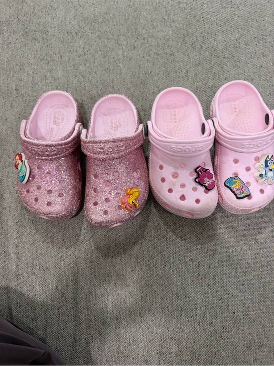 CROCS Other - CROCS Kids' Pink Glitter and Light Pink Clog Duo with Jibbitz Charms
